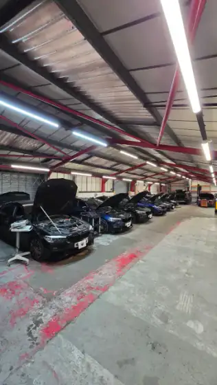 Vehicle parked at the workshop